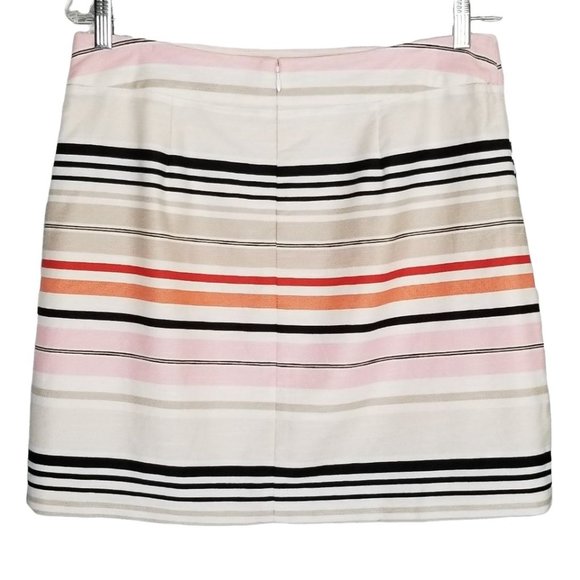Ann Taylor LOFT Size 12 Skirt Cotton Stripe Pencil Lined Back Zip Stretch - Picture 3 of 4